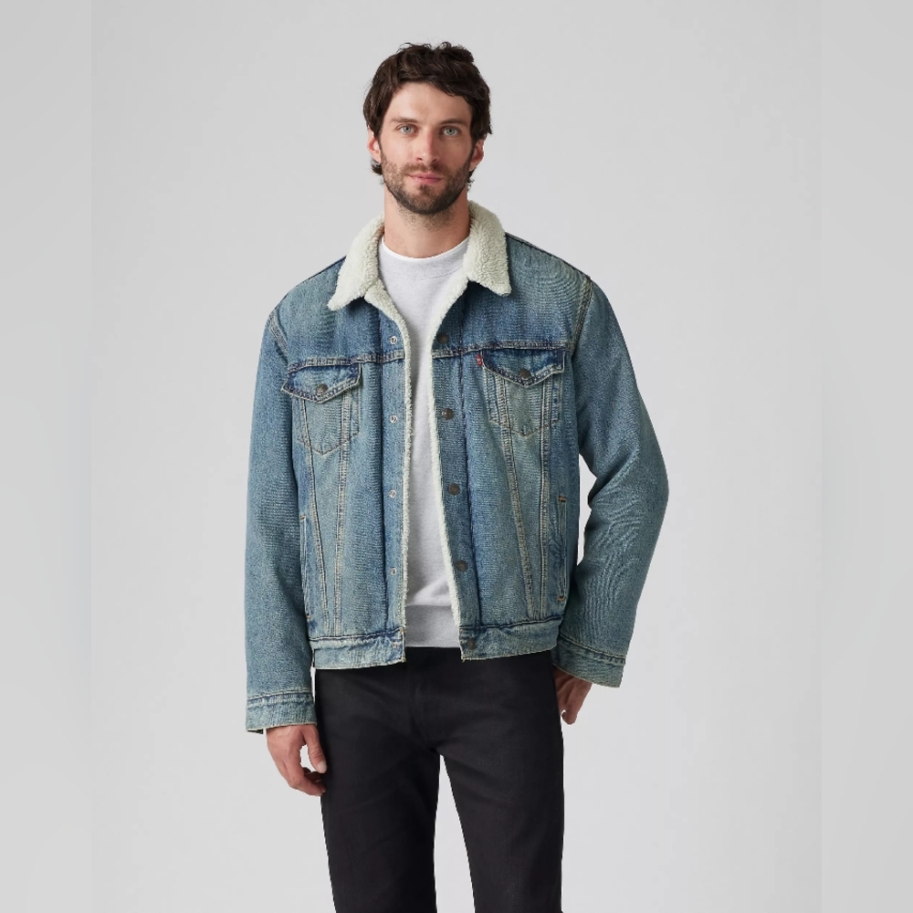 Levi's Blue Denim Sherpa Jacket